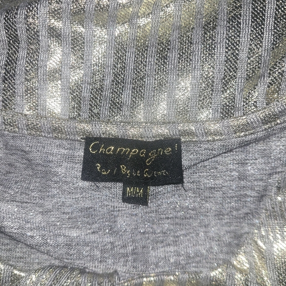 Champagne By Le Grenier Shimmery Gold Sleeveless Top M - Picture 7 of 7